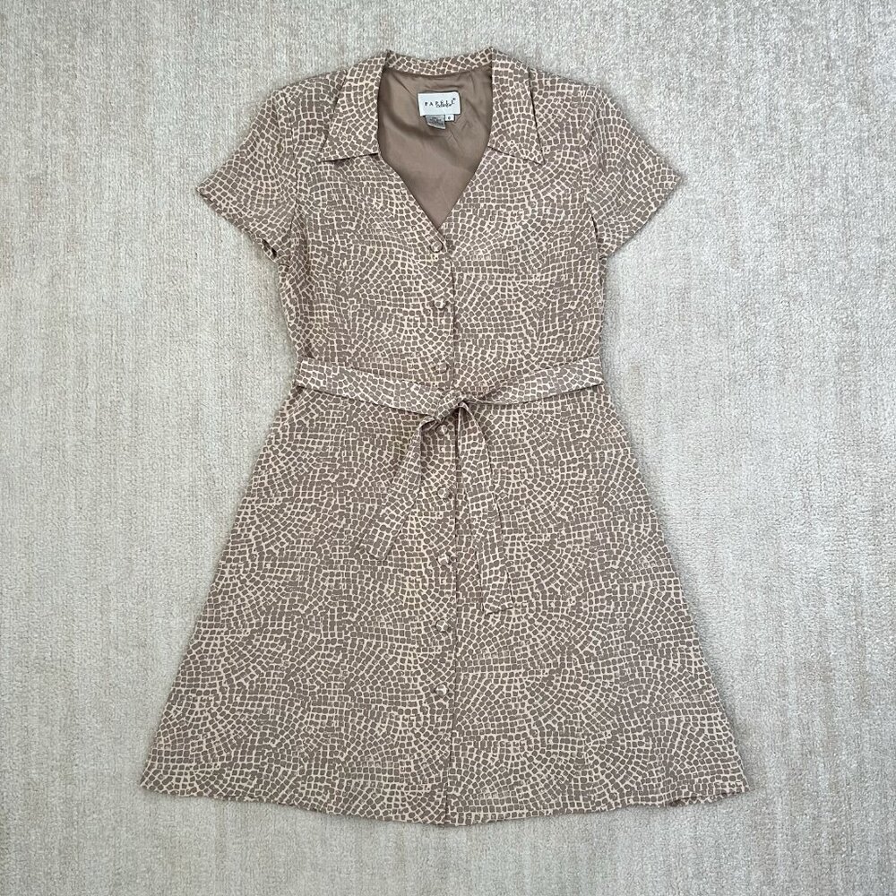 Vintage Adrianna Papell Boutique Silk Resort Cocktail Short Sleeve Midi Dress 8